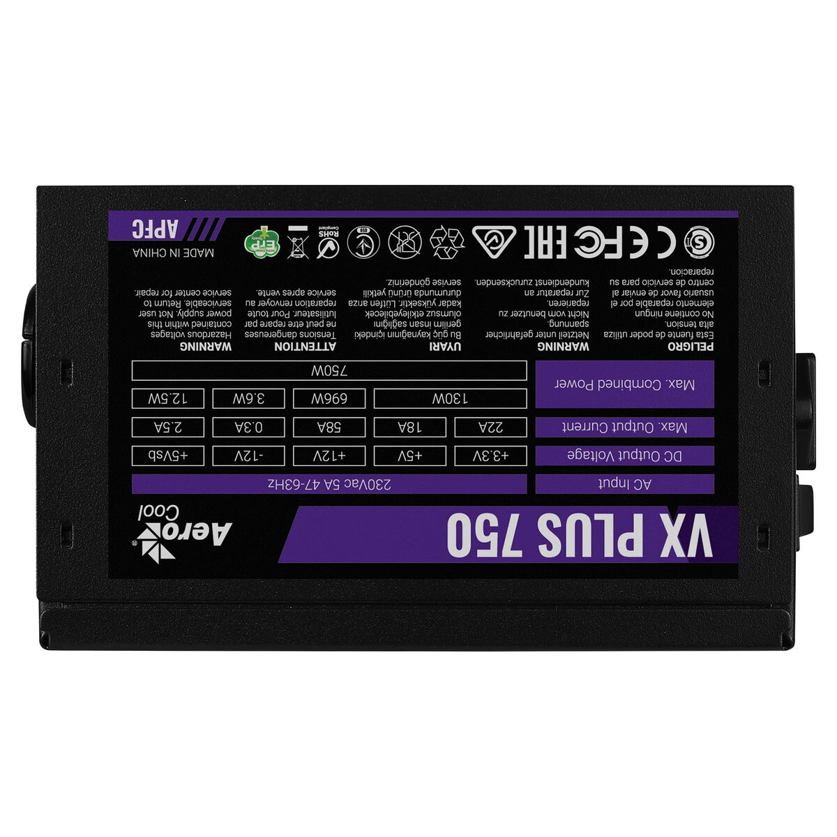 Fuente de Alimentación Aerocool VX PLUS 750 750 W 80 PLUS